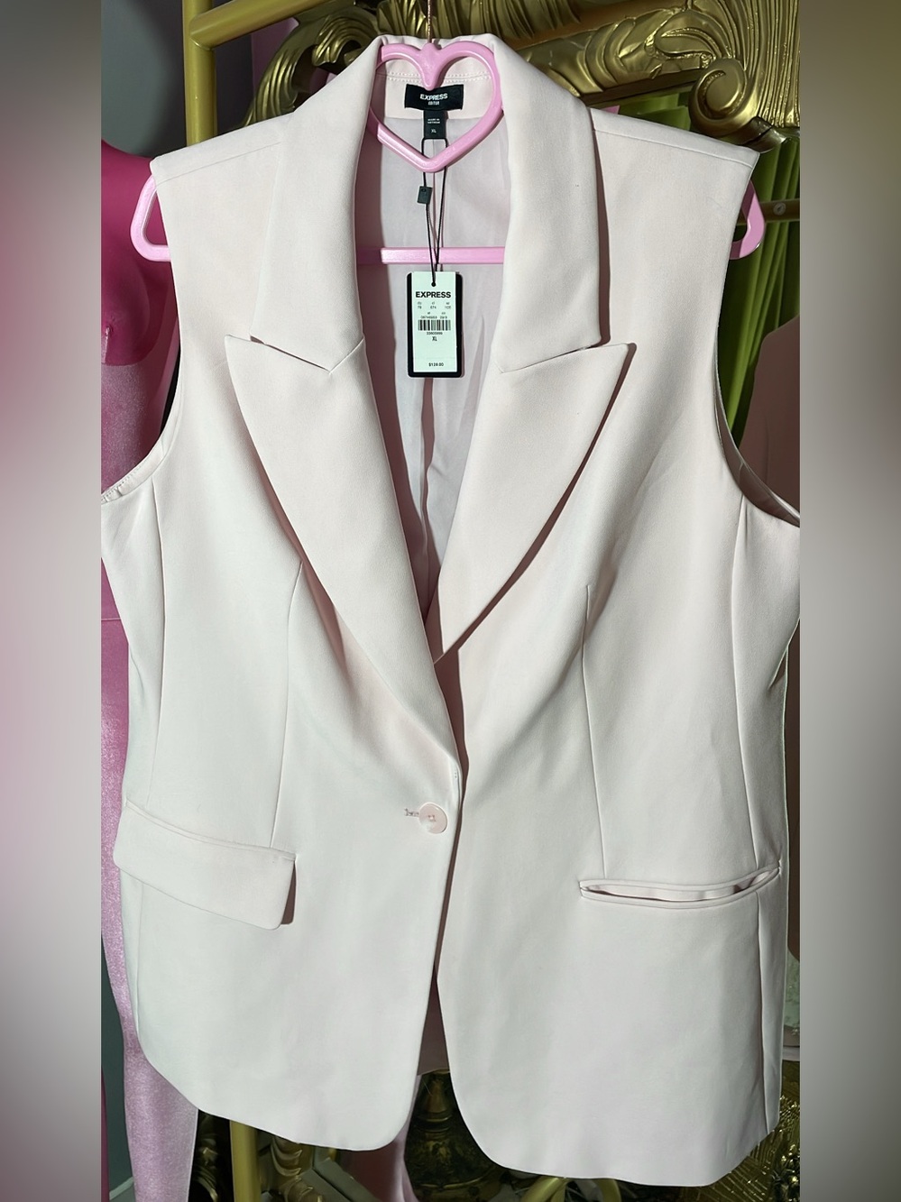 Express Sleeveless Blazer Vest in Pale Pink - Picture 2 of 4